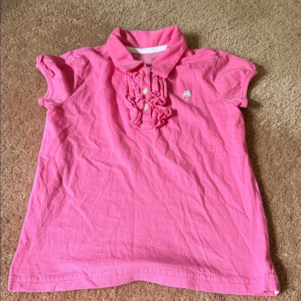 Lilly Pulitzer Pink Polo with Ruffle Front
